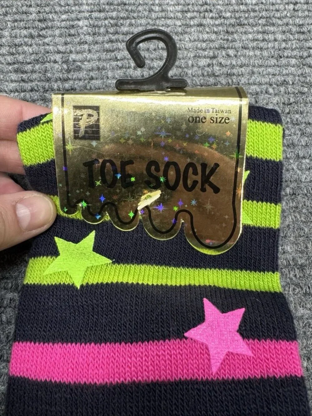 Vintage Toe Socks Women’s One Size Multicolor Stripe Gripper Stars 90s Y2K NEW